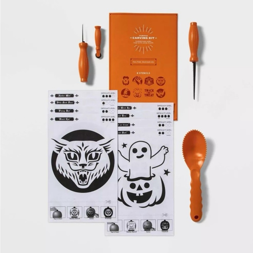 Hyde & EEK! 8 Stencils Pumpkin Carving Kit - 4 Tools - Picture 2 of 7